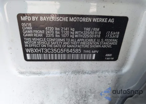 2016 BMW X1 xDrive28I z USA, uszkodzony, nr VIN WBXHT3C35G5F64585